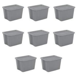 TRFMY 18 Gallon Tote Box Plastic, Gray, Set of 8